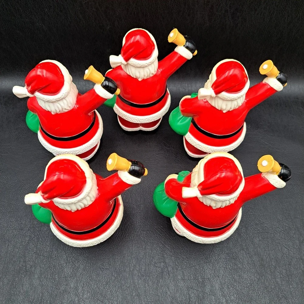 Vintage Plastic Santa Claus Figurines Set of 5 Christmas Blow Mold Style 6 inch‎